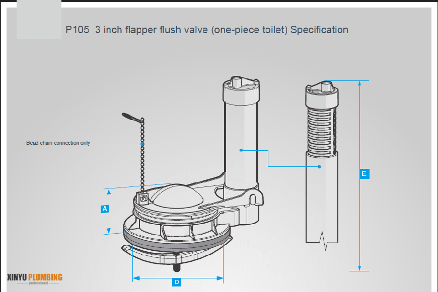 3 inch flapper flush valve (one-piece toilet P105